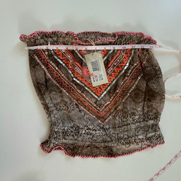 NWT Ramy Brook “Luana” Strapless Animal-Print Sequin Top.  Size XS - Picture 8 of 10